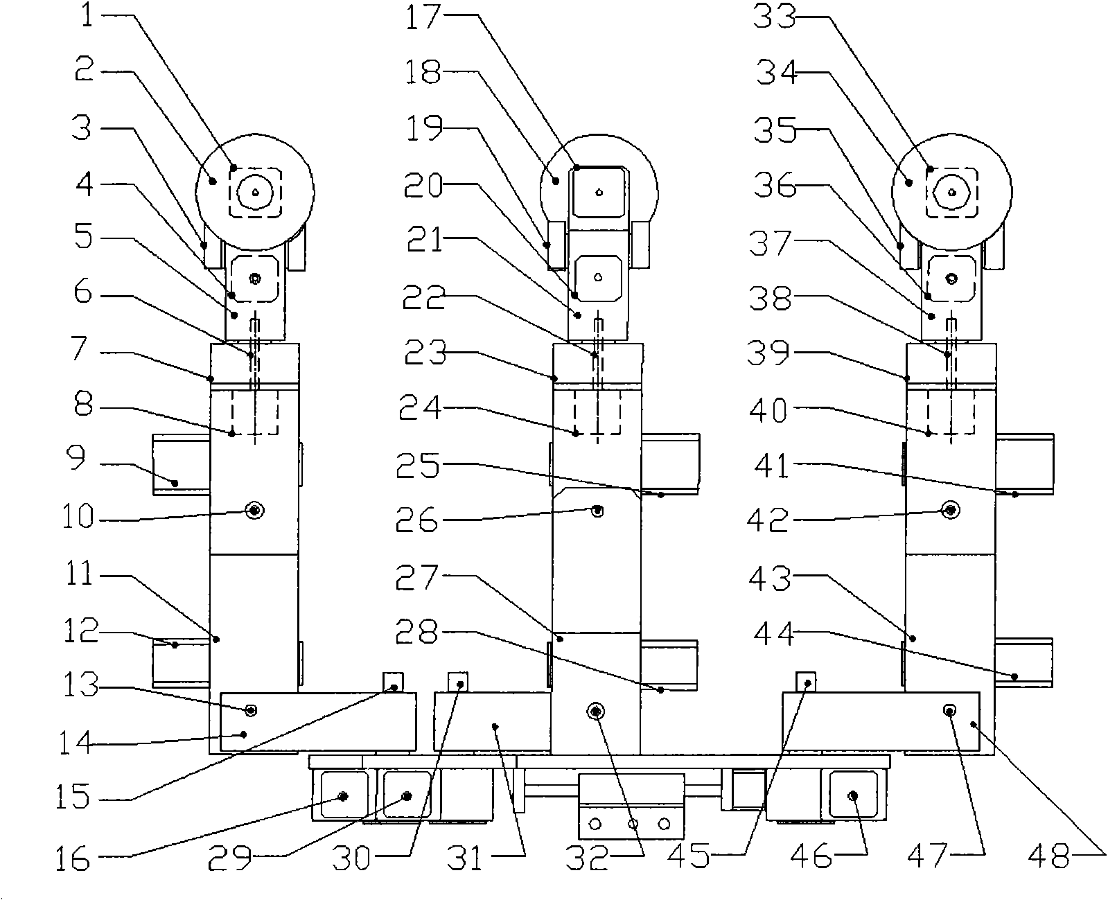 Three-wheel inspection robot mechanism capable of crossing over catenary of pole and tower