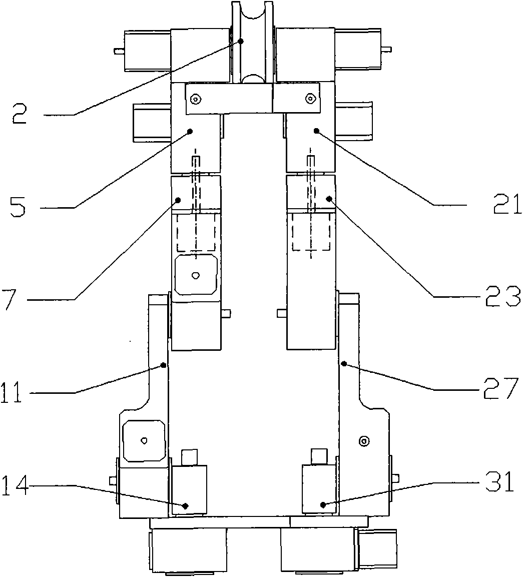 Three-wheel inspection robot mechanism capable of crossing over catenary of pole and tower