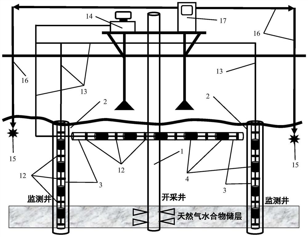 Natural gas hydrate exploitation monitoring system and method based on ground well time-frequency electromagnetism