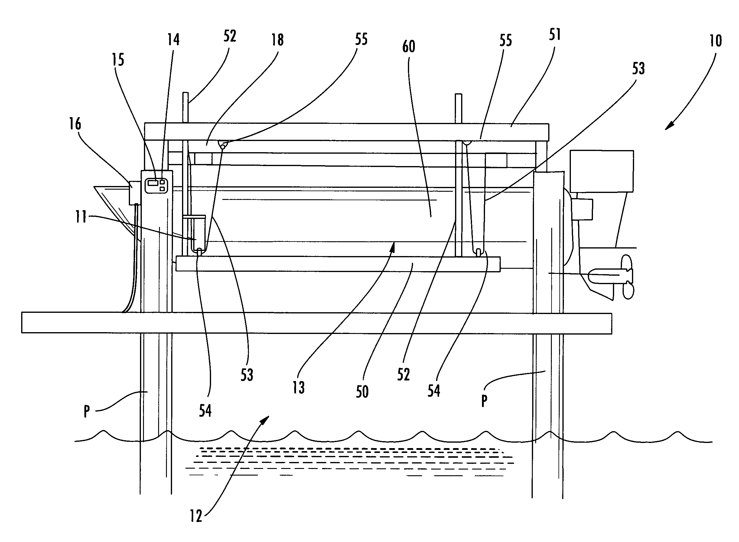 Marine vessel lifting system with variable level detection