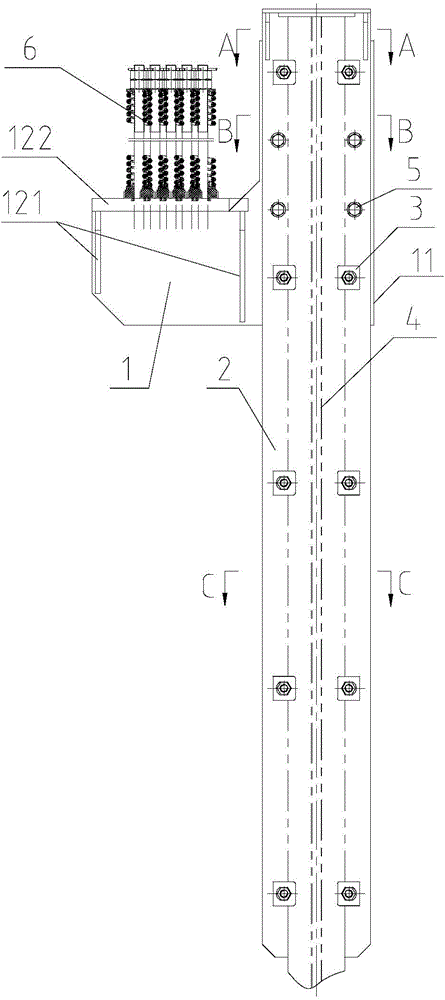 Elevator lift car rope end installing structure