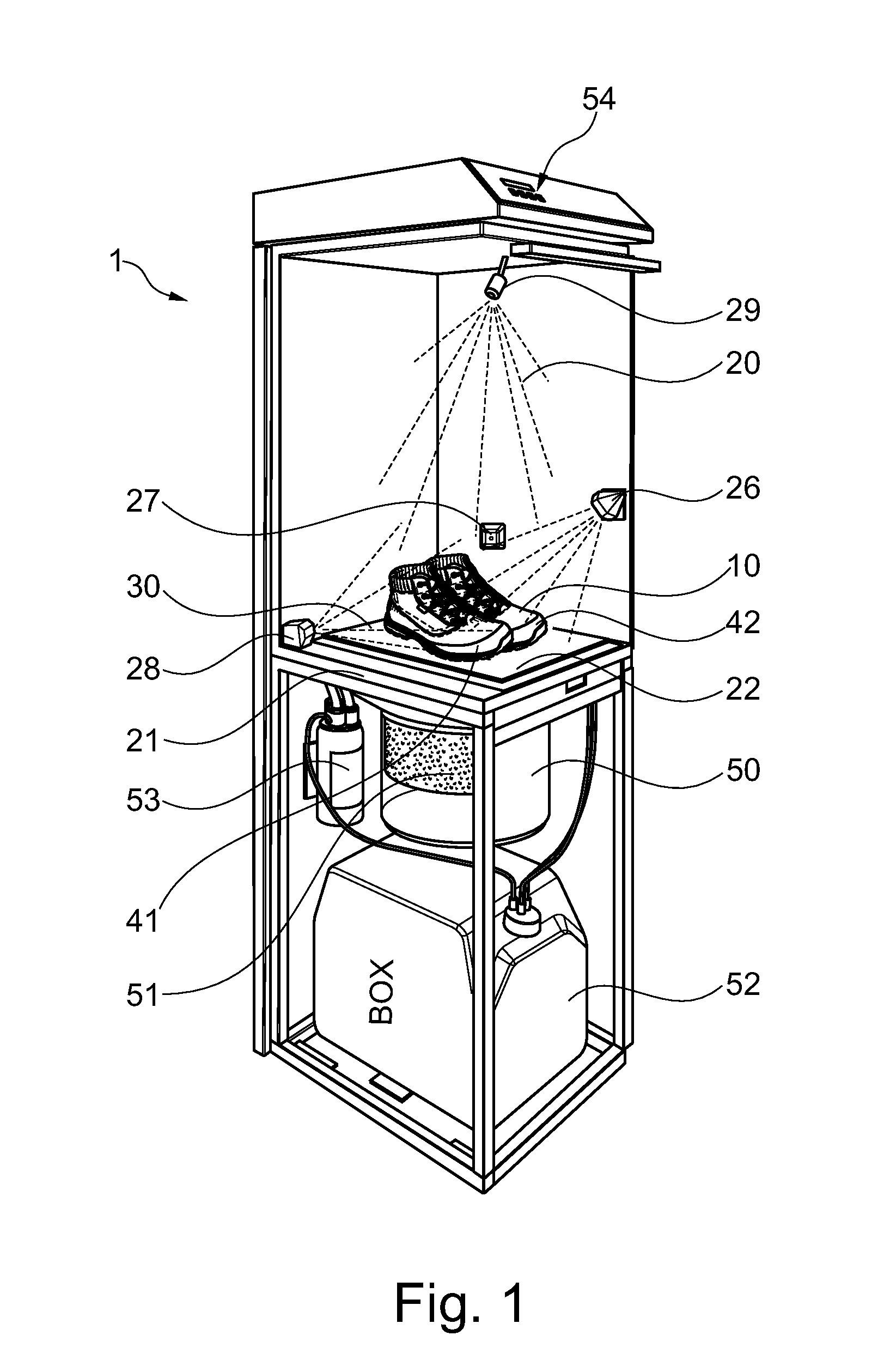 Apparatus and method for applying an impregnating agent onto surfaces of items, in particular footwear