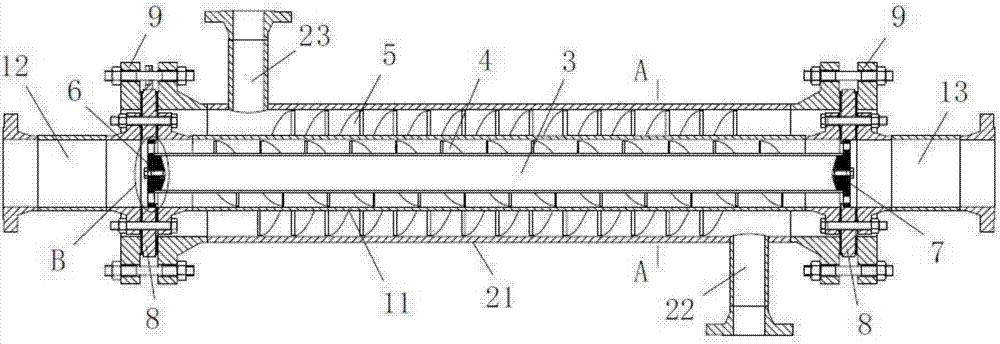 Tube-in-tube spiral-plate heat exchanger