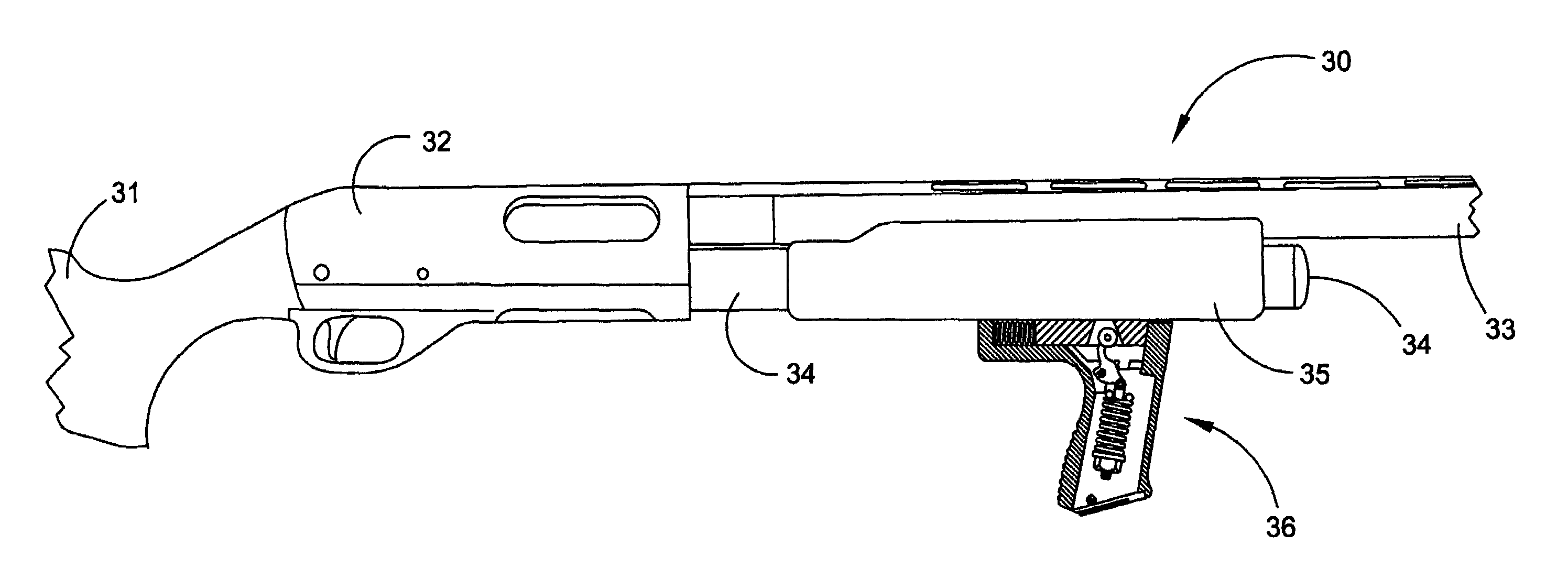 Recoil system for the forend of a firearm