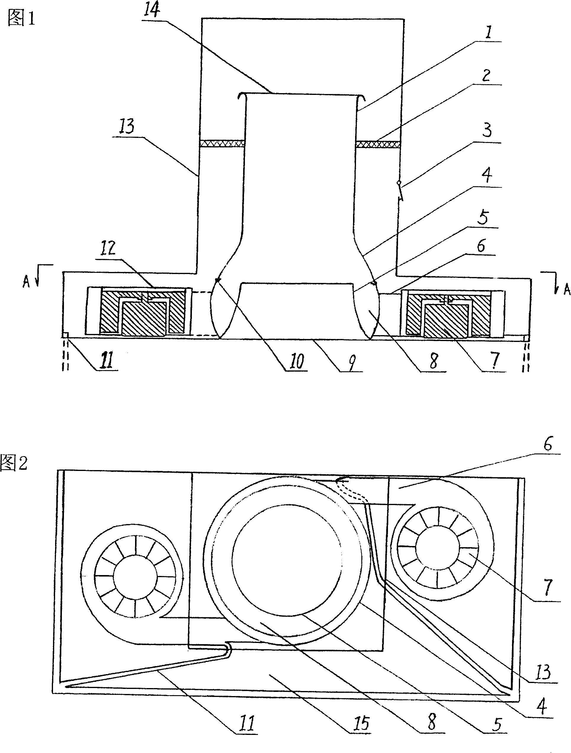 Entrainment internally-circulating cooker hood with air curtain