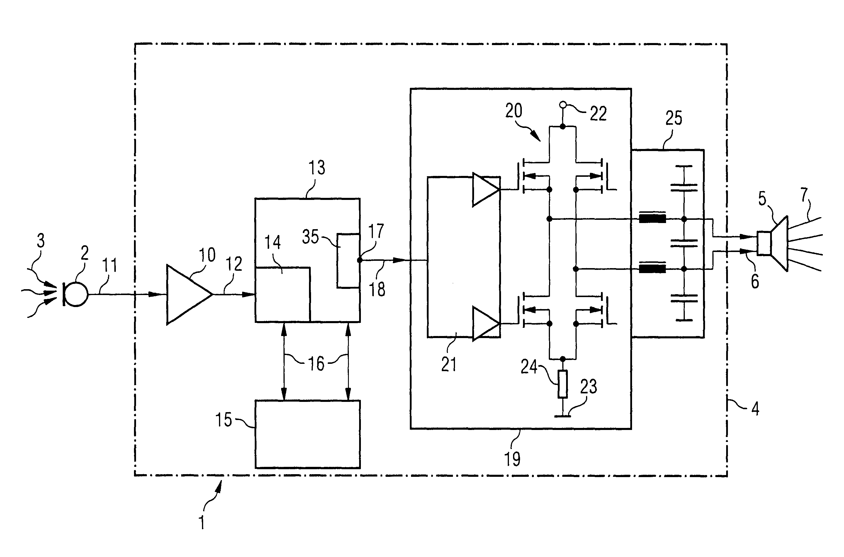 Drive circuit, device, and method for suppressing noise, and use