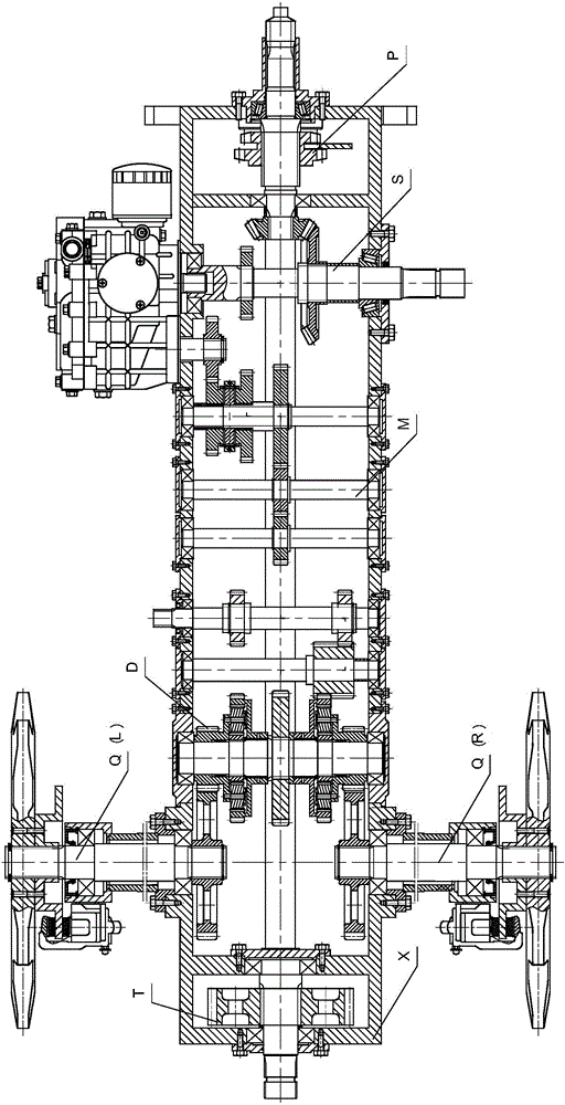 Double-power input type transmission for caterpillar