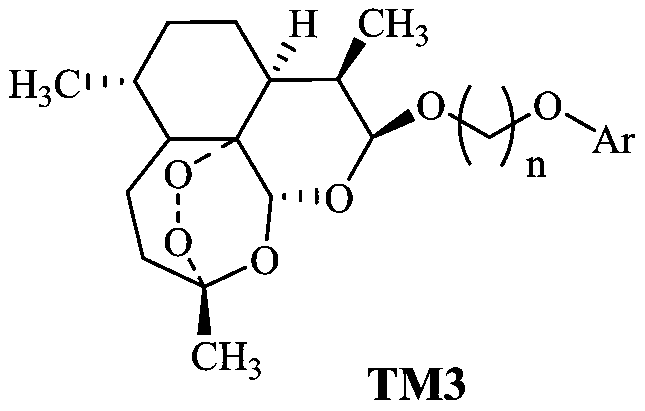 Simple phenol conjugates of dihydroartemisinin, synthetic method and application