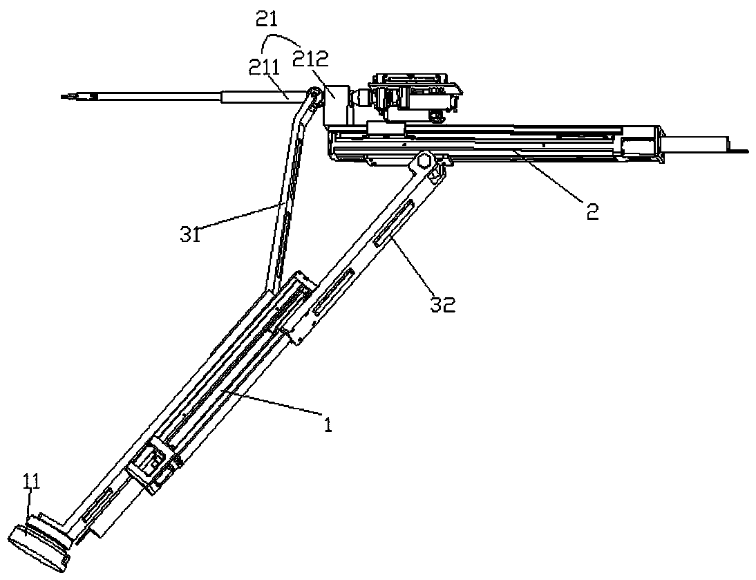 A surgical instrument positioning component used in laparoscopic surgery