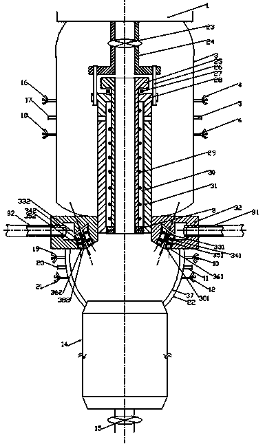 Totally-enclosed gas-atomizing powder preparation device for solving blockage of nozzle and liquid guiding pipe caused by high-melting-point material