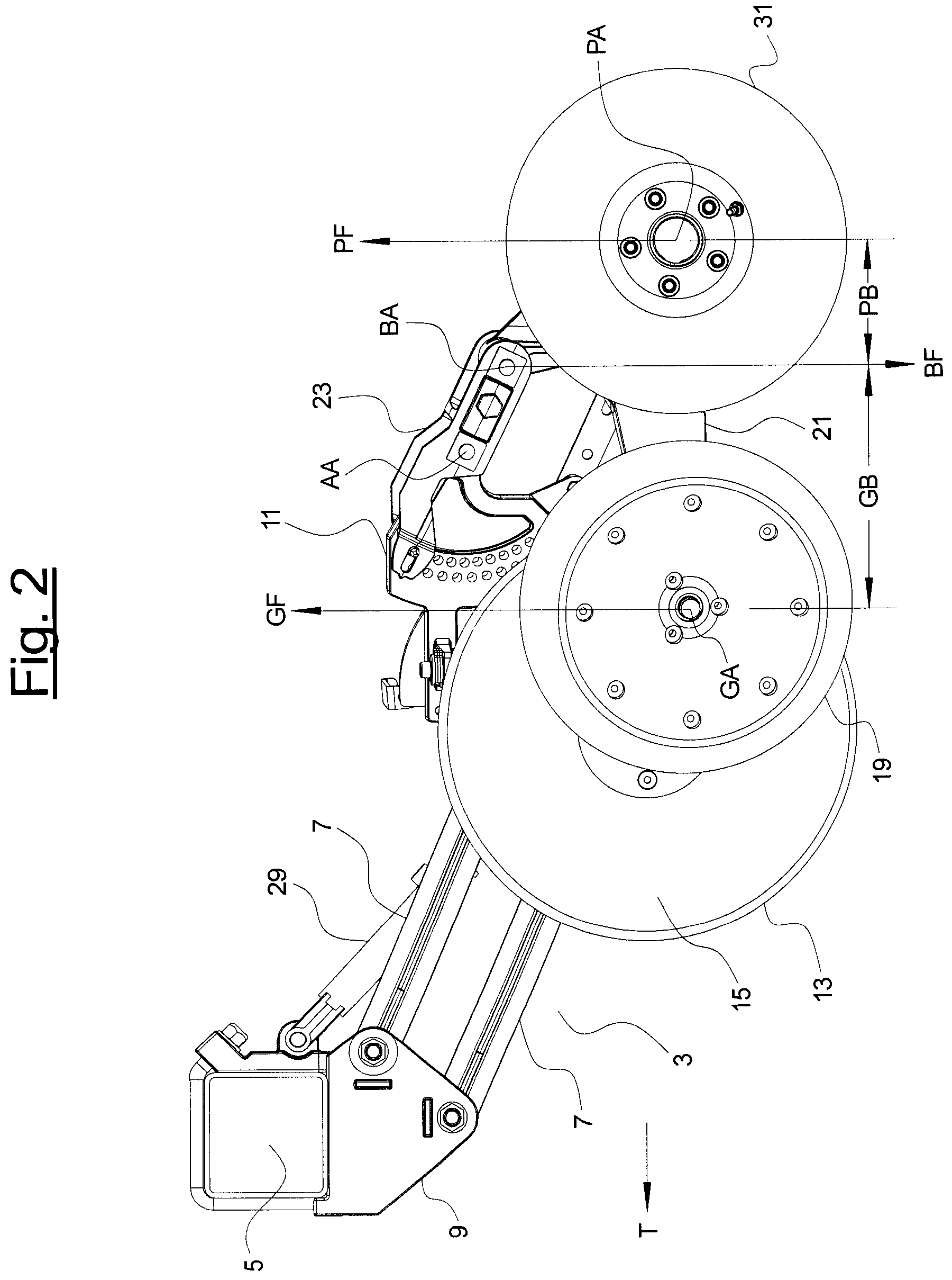 Single disc furrow opener with walking beam