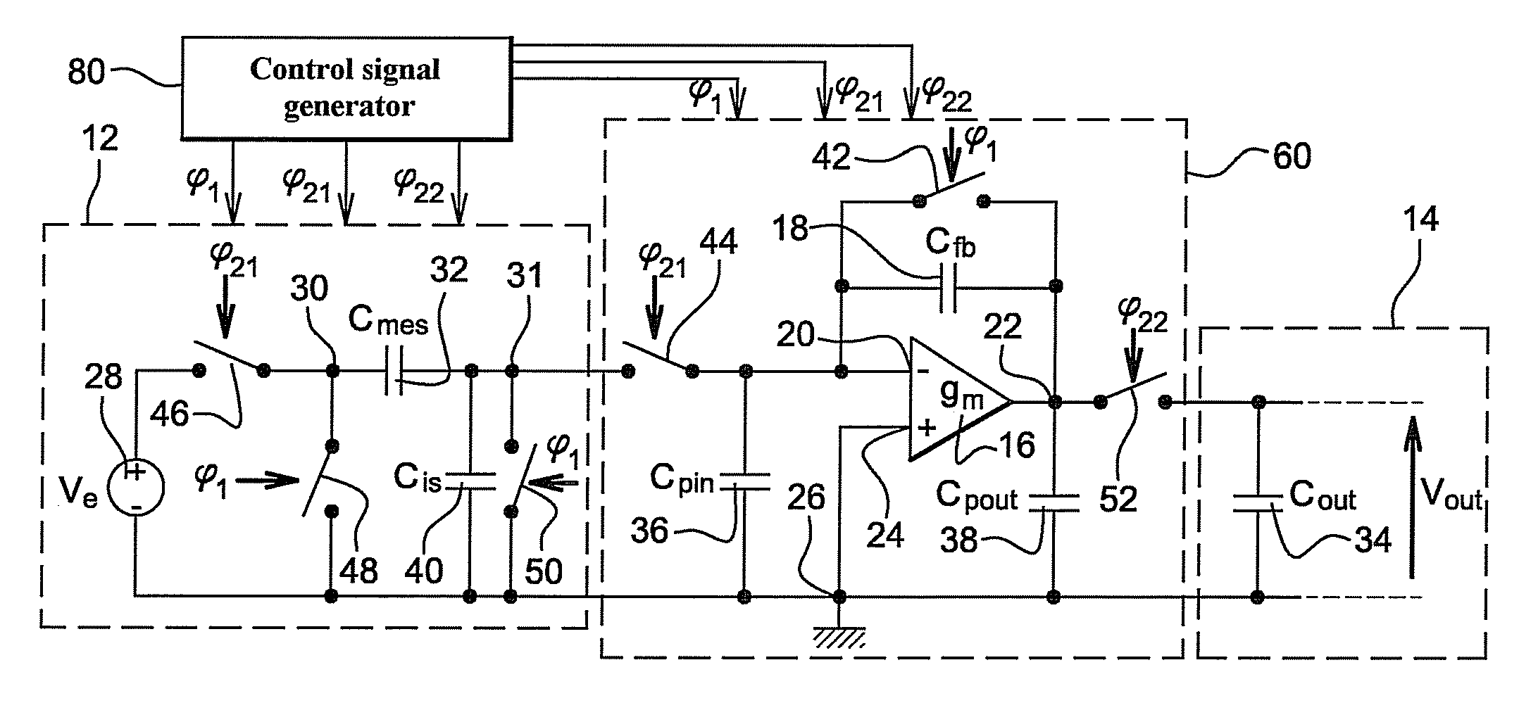 System for converting charge into voltage and method for controlling this system