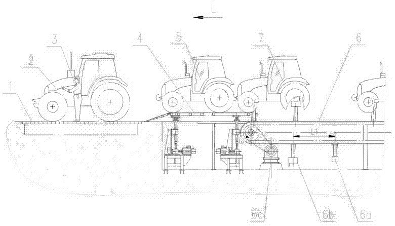 Interlocking control device of wheel tug assembling line and vehicle-receiving off-line equipment and collocation method