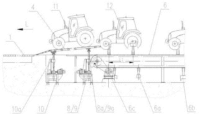 Interlocking control device of wheel tug assembling line and vehicle-receiving off-line equipment and collocation method