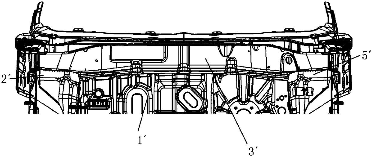 Front partition plate lower mounting plate and cross beam assembly