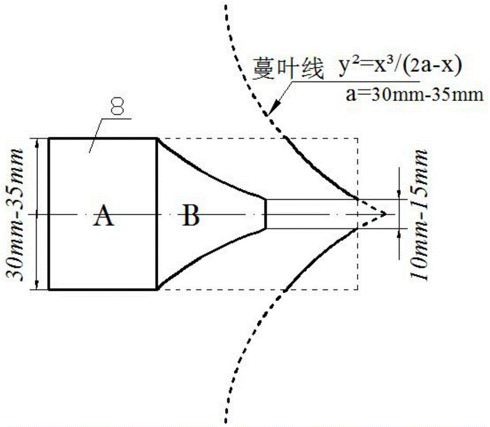 A vine-leaf linear low-frequency ultrasonic three-time atomizing nozzle