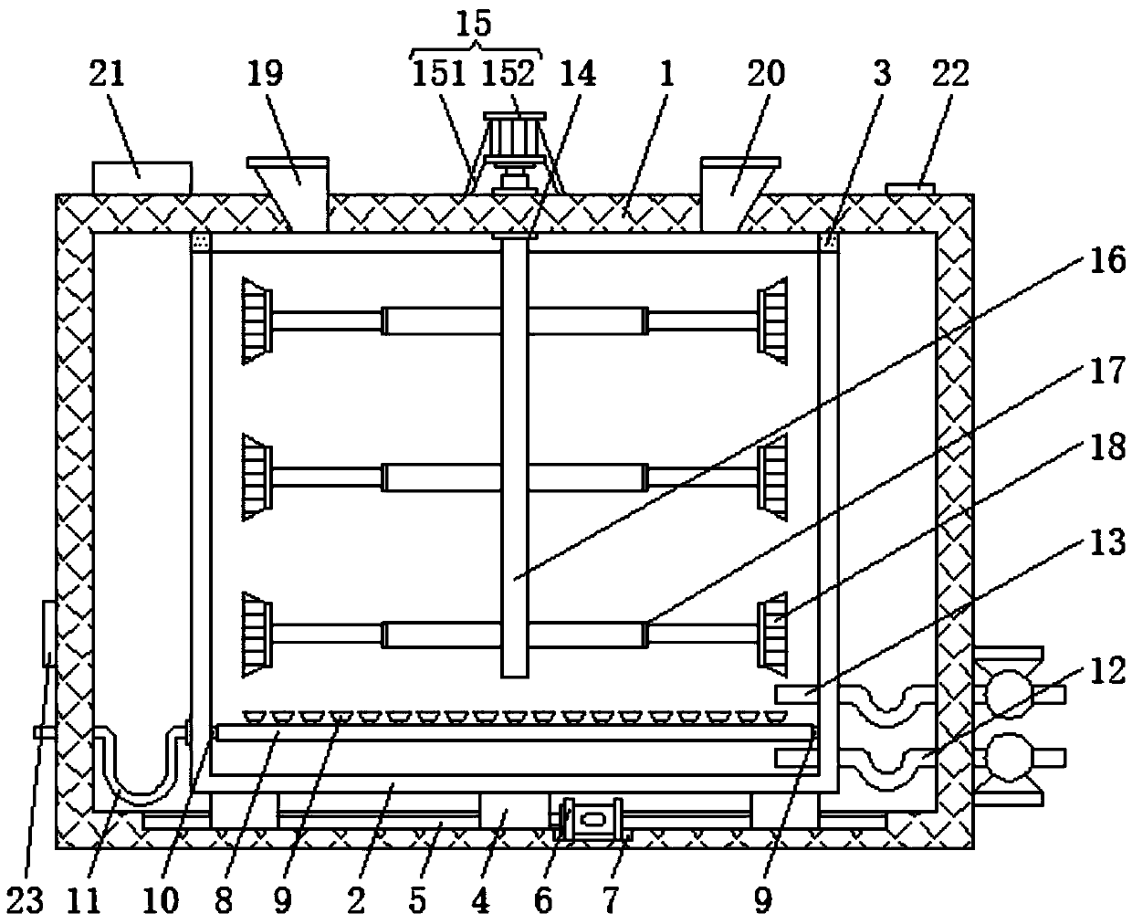 Stirring device used for circulating membrane contact bioreactor for river water