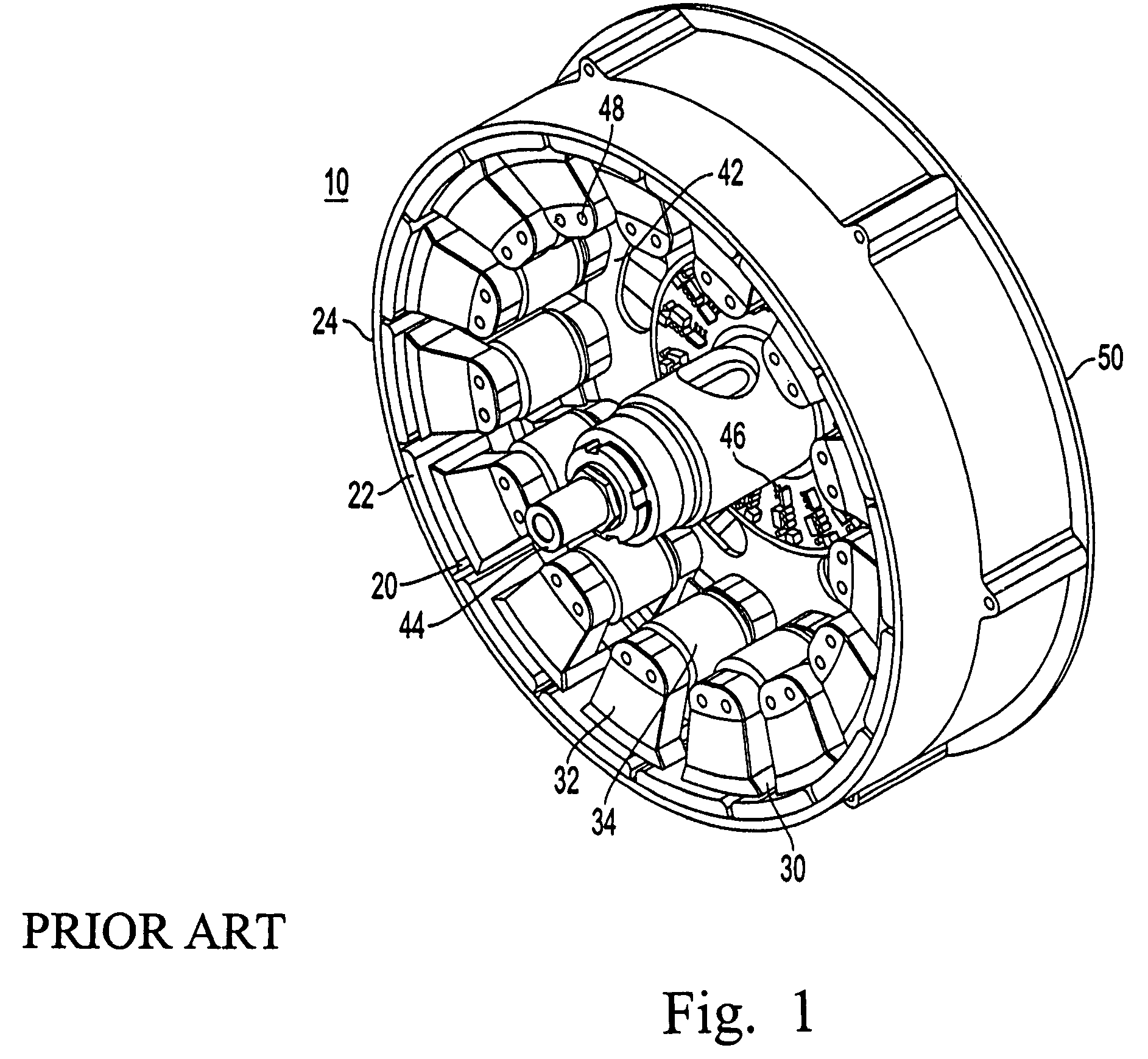 Integrated stator-axle for in-wheel motor of an electric vehicle