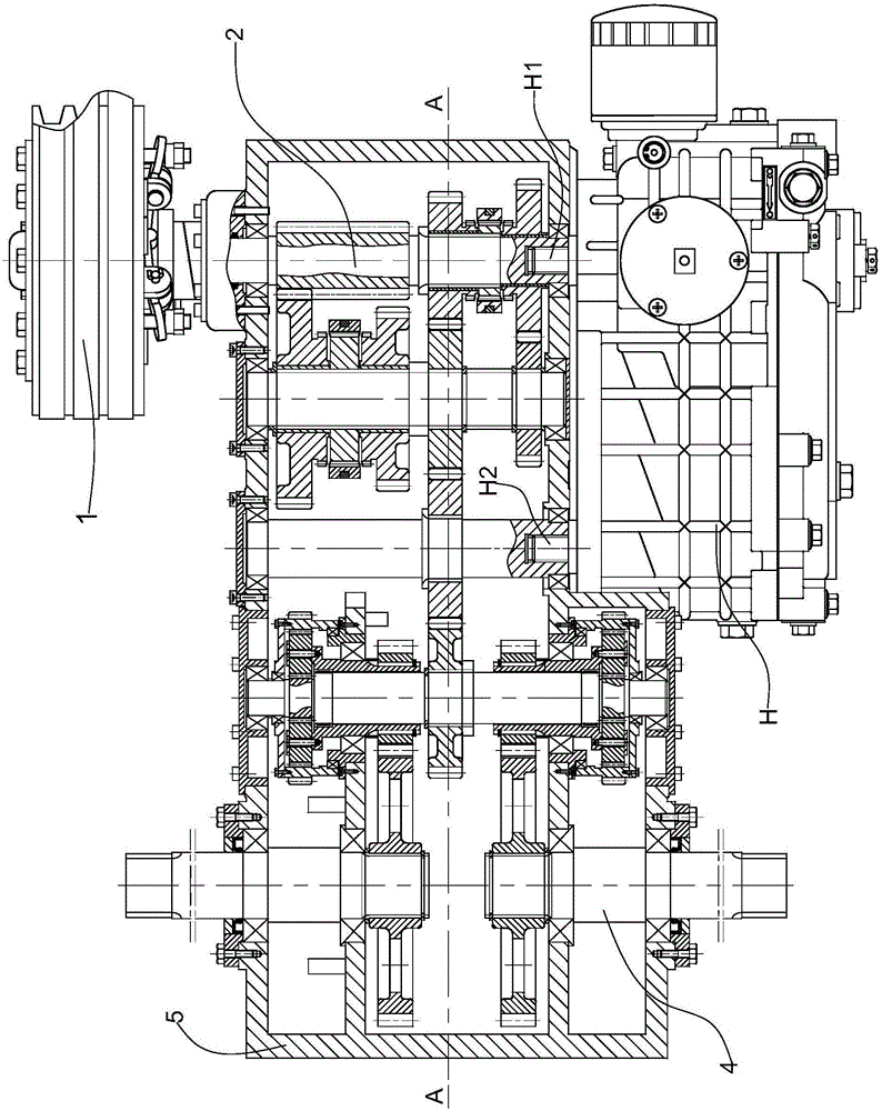 Hydraulic-mechanical mixed four-gear transmission method