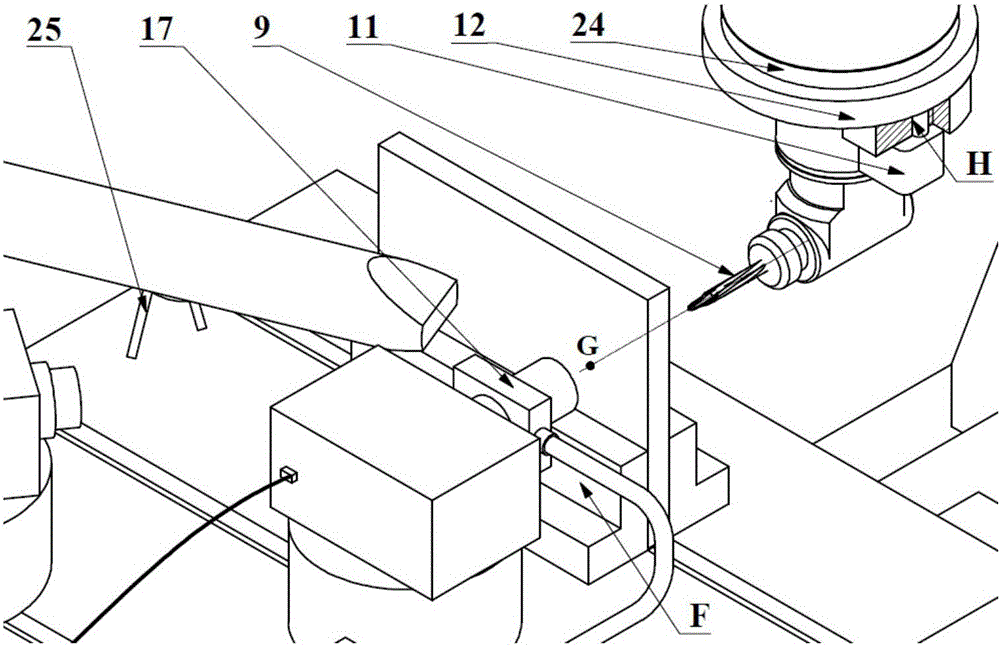 Test device and test method for observing hole machining outlet