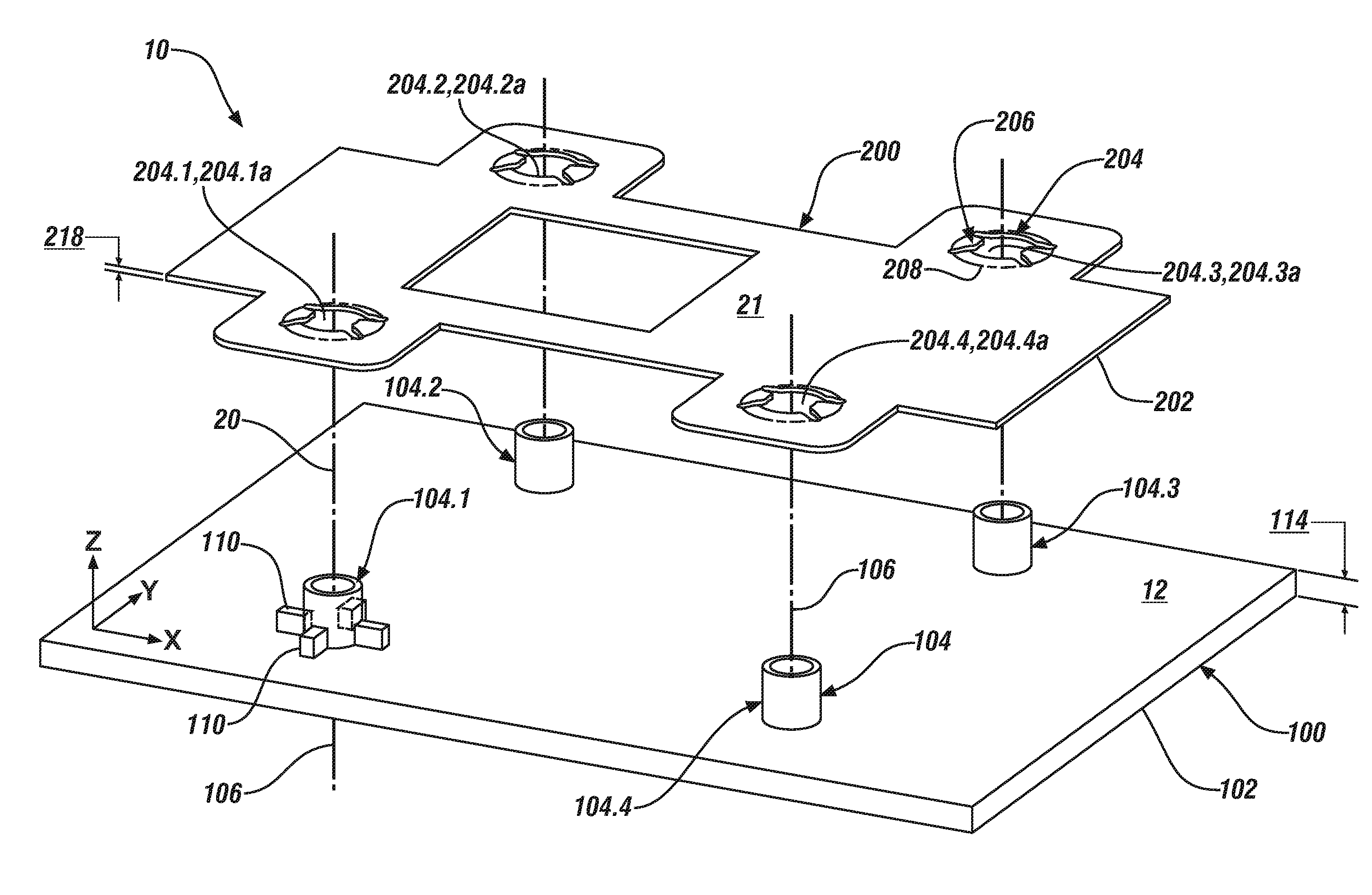 Self-retaining alignment system for providing precise alignment and retention of components