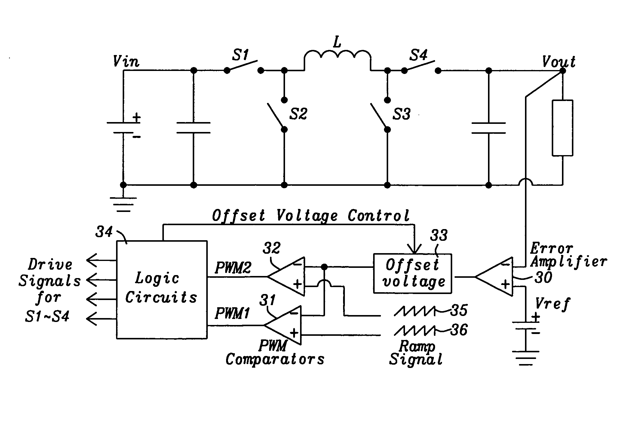 Circuit of high efficient buck-boost switching regulator and control method thereof