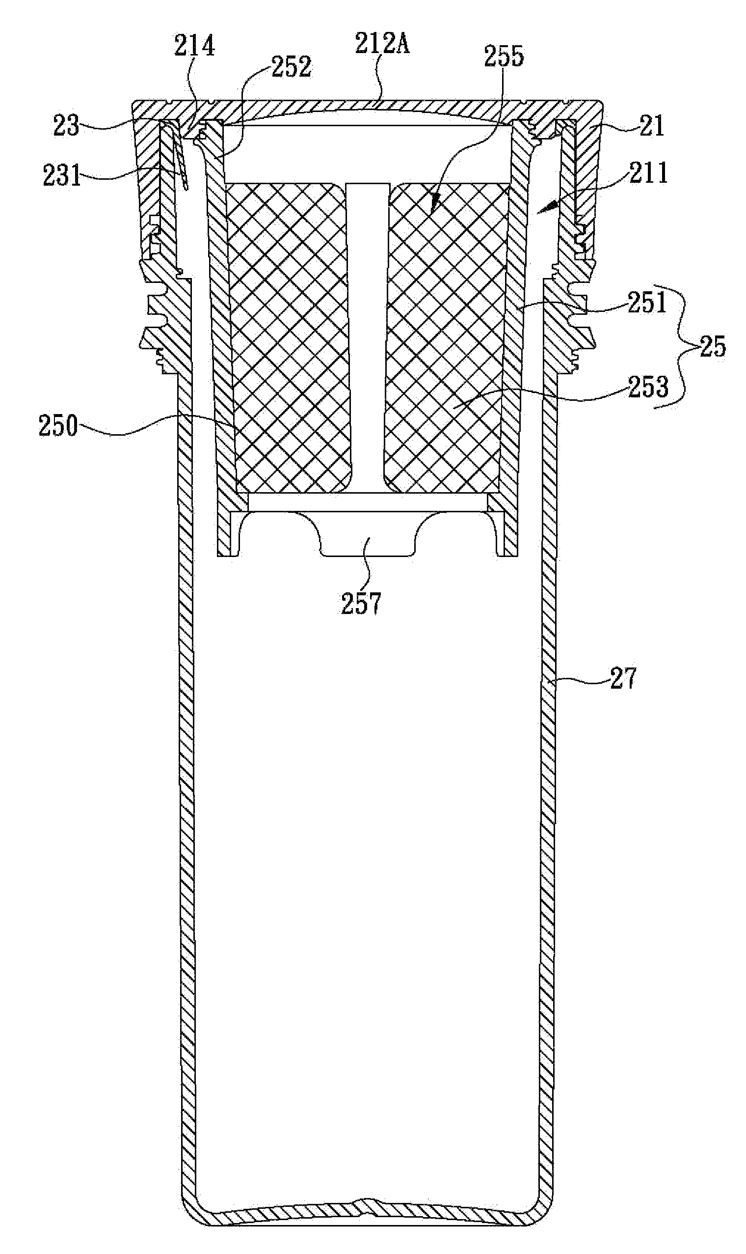 Lid structure configured for easy disassembly and cleaning