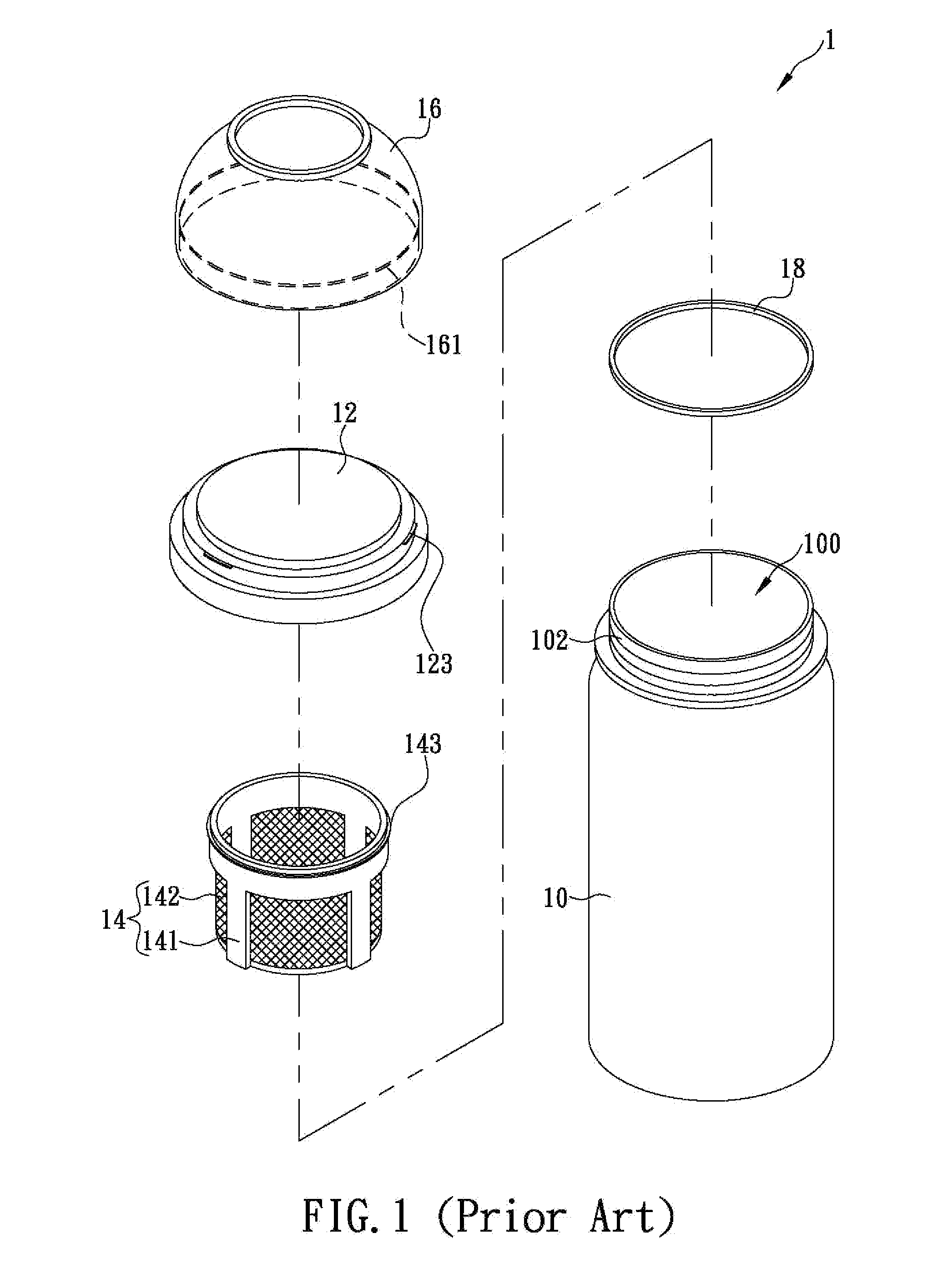 Lid structure configured for easy disassembly and cleaning