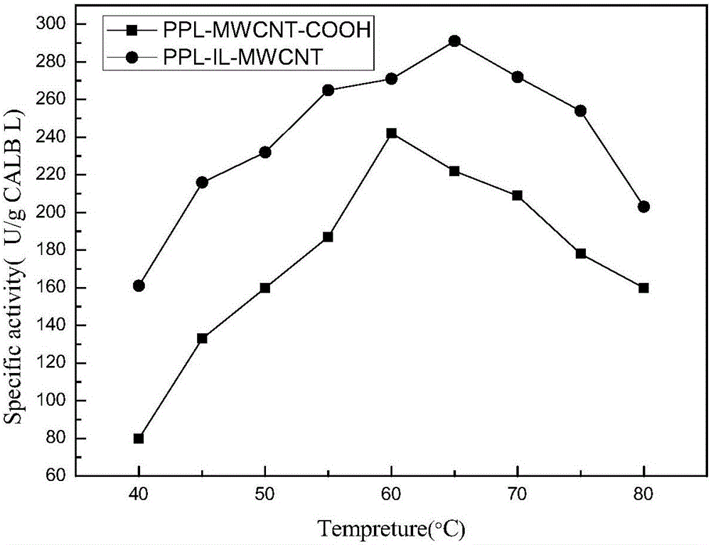 Functionalized ionic liquid-modified carbon nanotube and method for immobilizing lipase through carbon nanotube