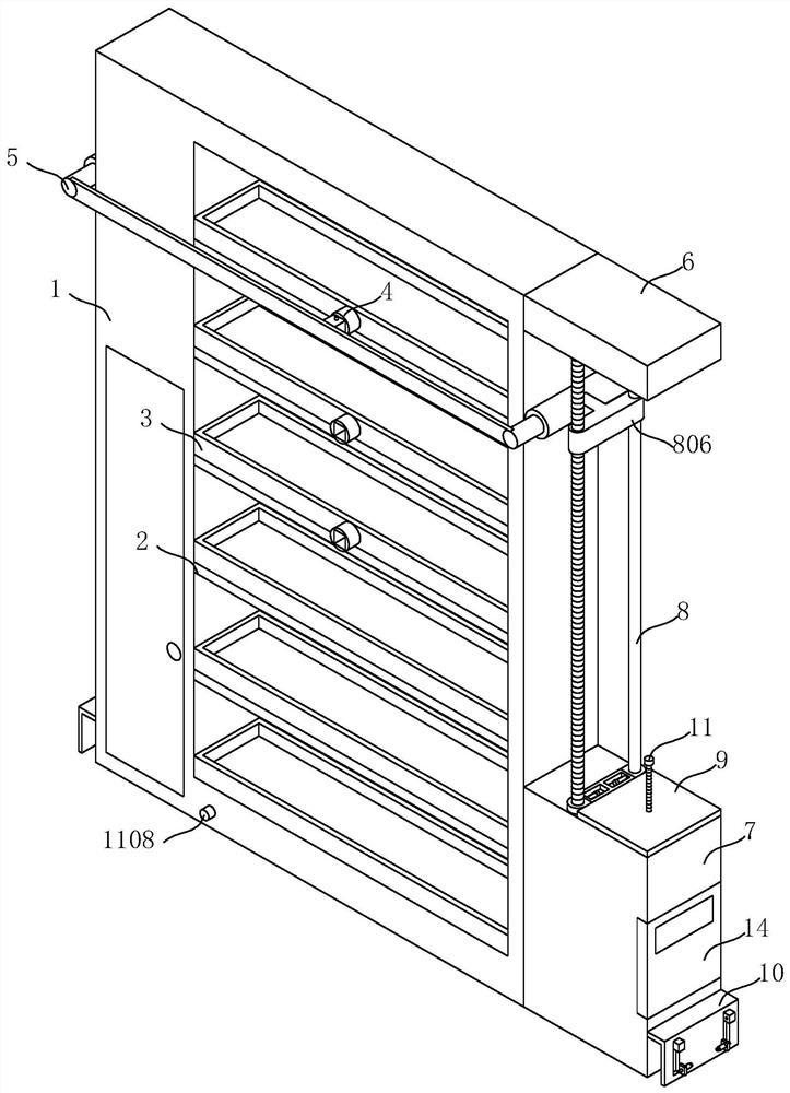 Library book management device with leveling mechanism and use method of book management device