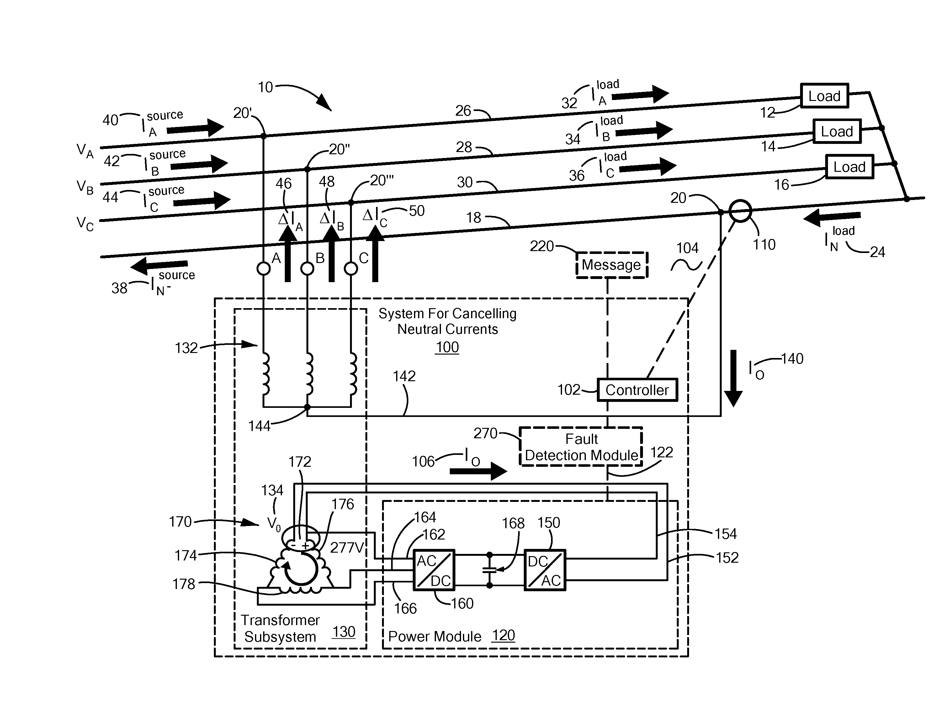 System For Cancelling Fundamental Neutral Current On A Multi-Phase Power Distribution Grid