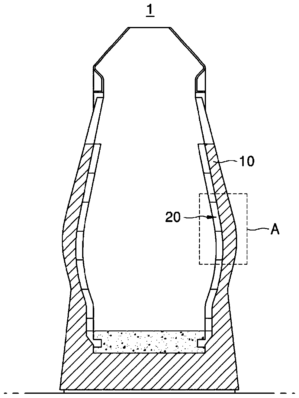 Block structure, container and method for constructing block structure