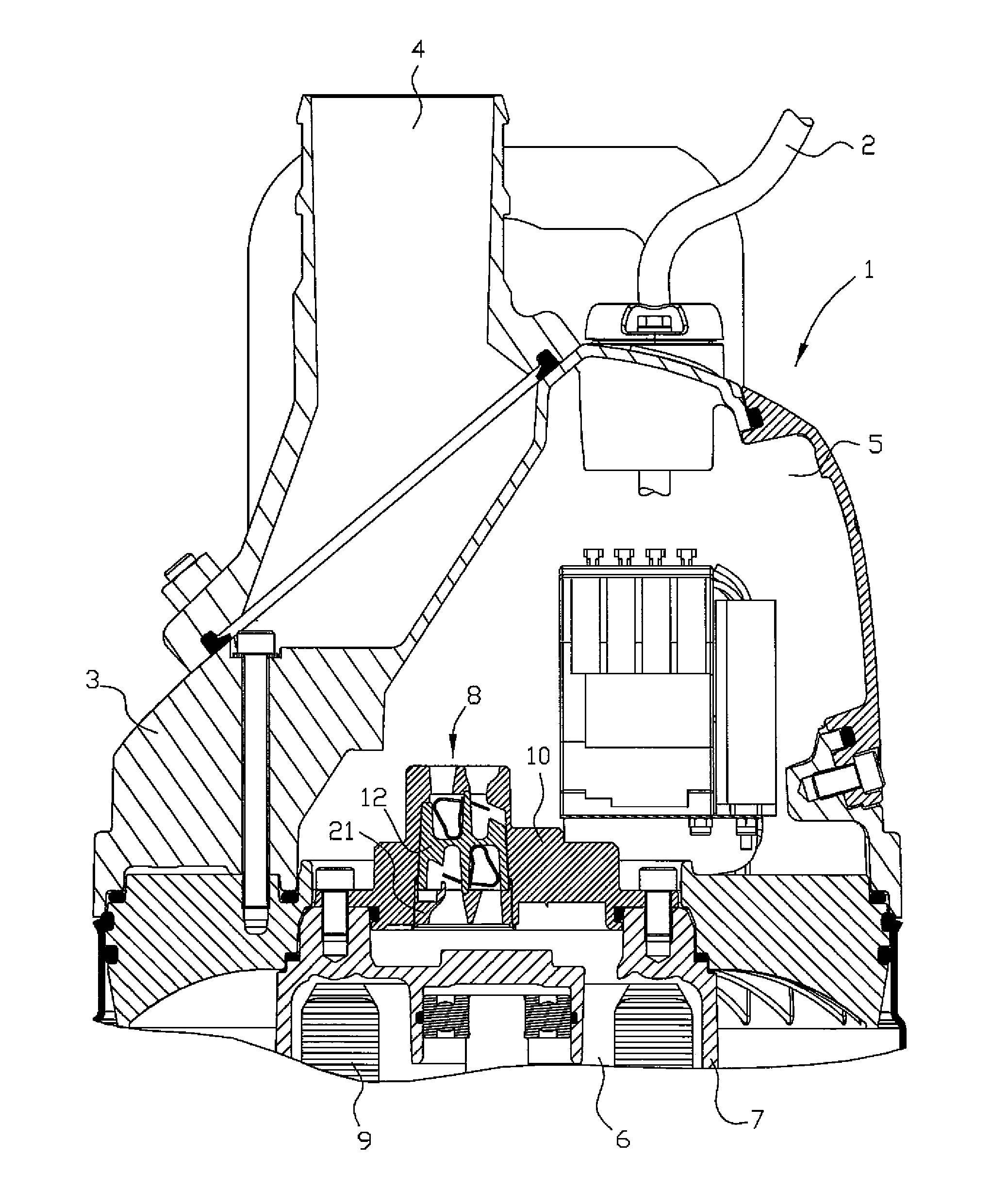 Partition for immersible machine