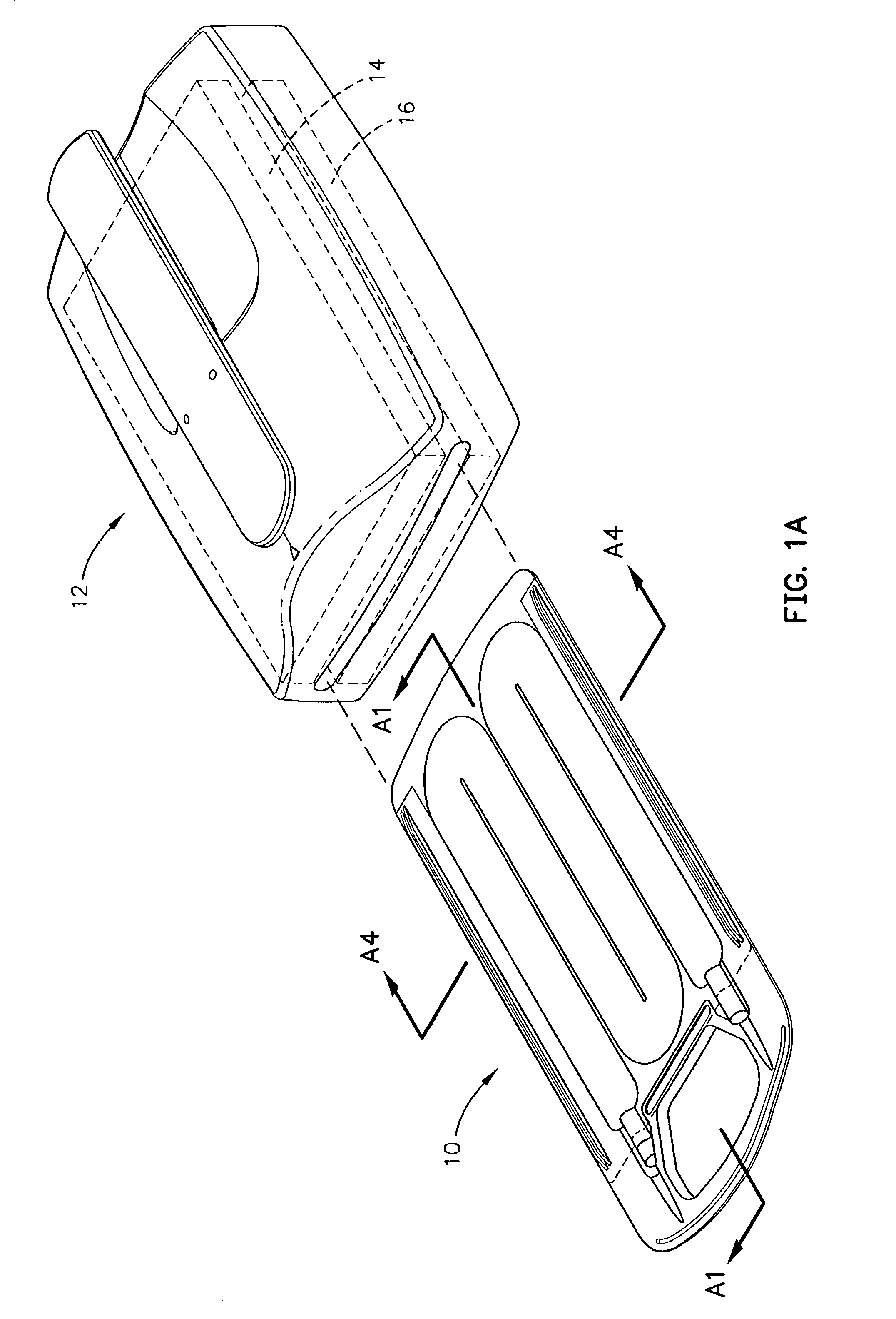 Intravenous fluid warming cassette with stiffening member, fluid container and key mechanism