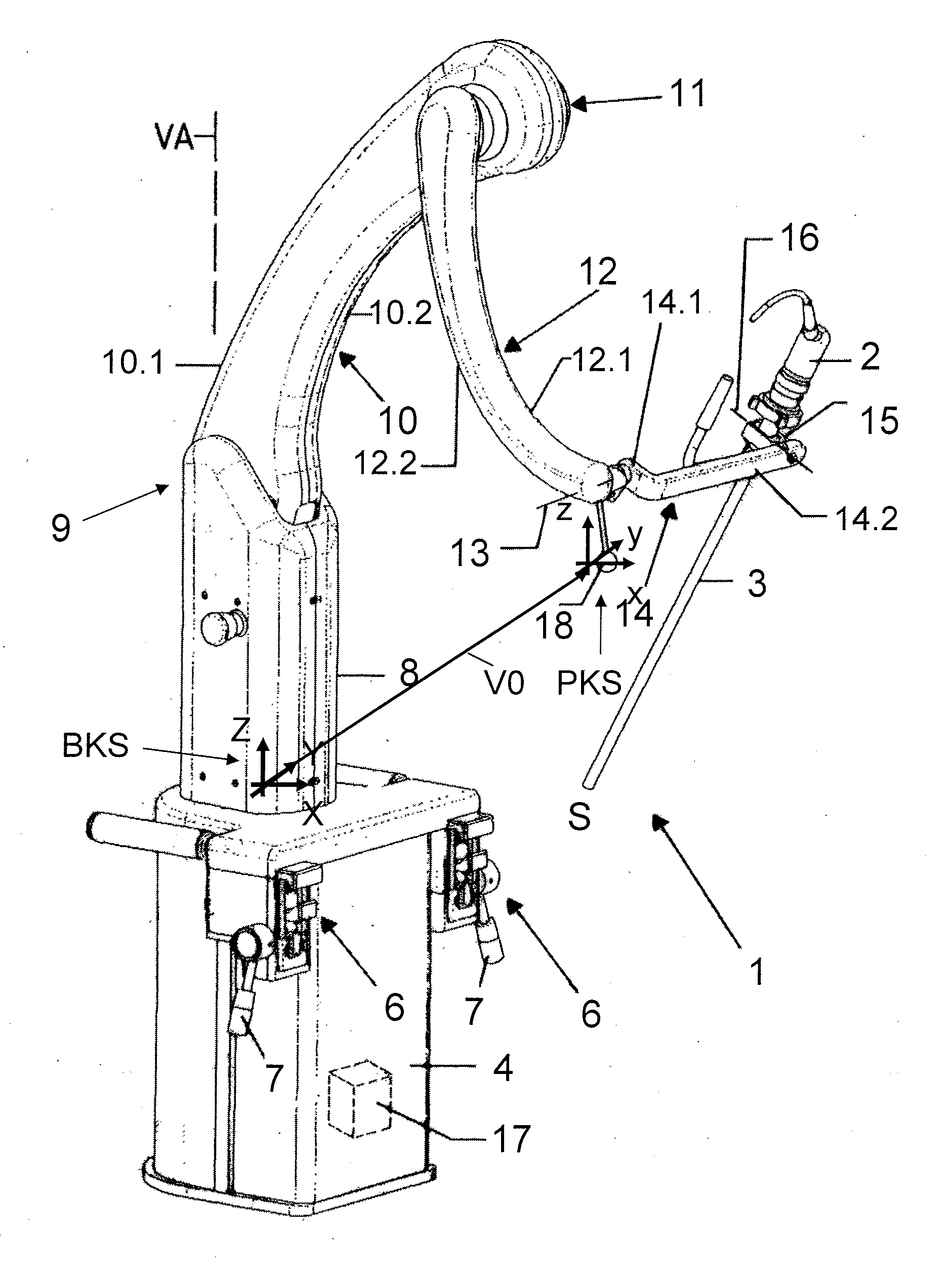 Surgery assistance system for guiding a surgical instrument