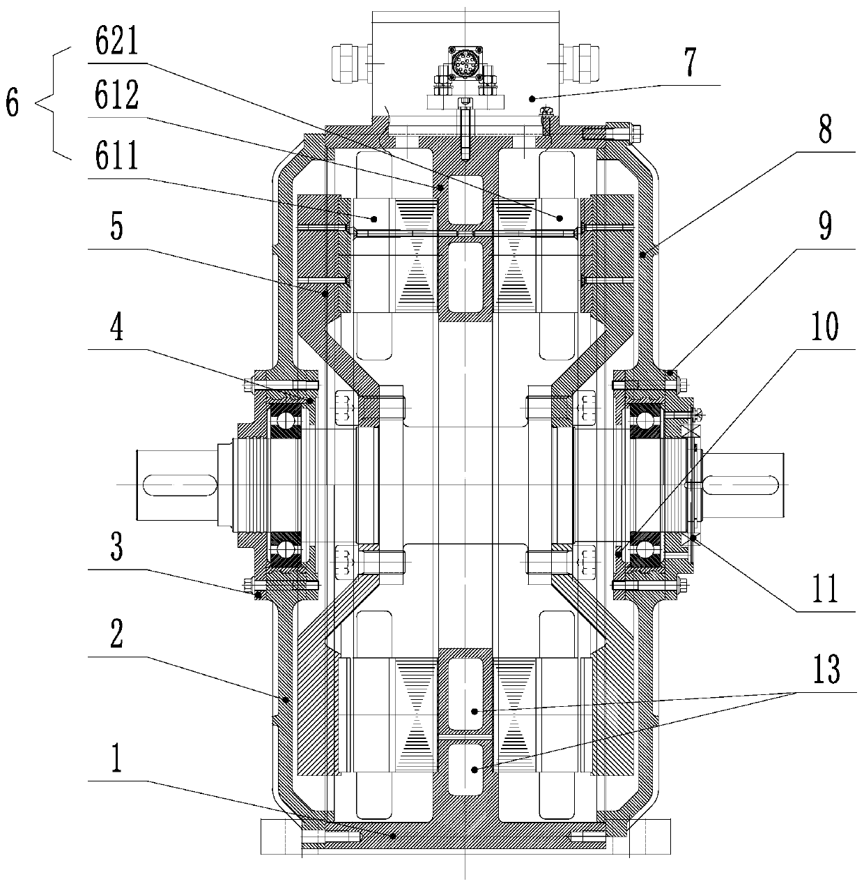 Disc type permanent magnet motor applied to crane