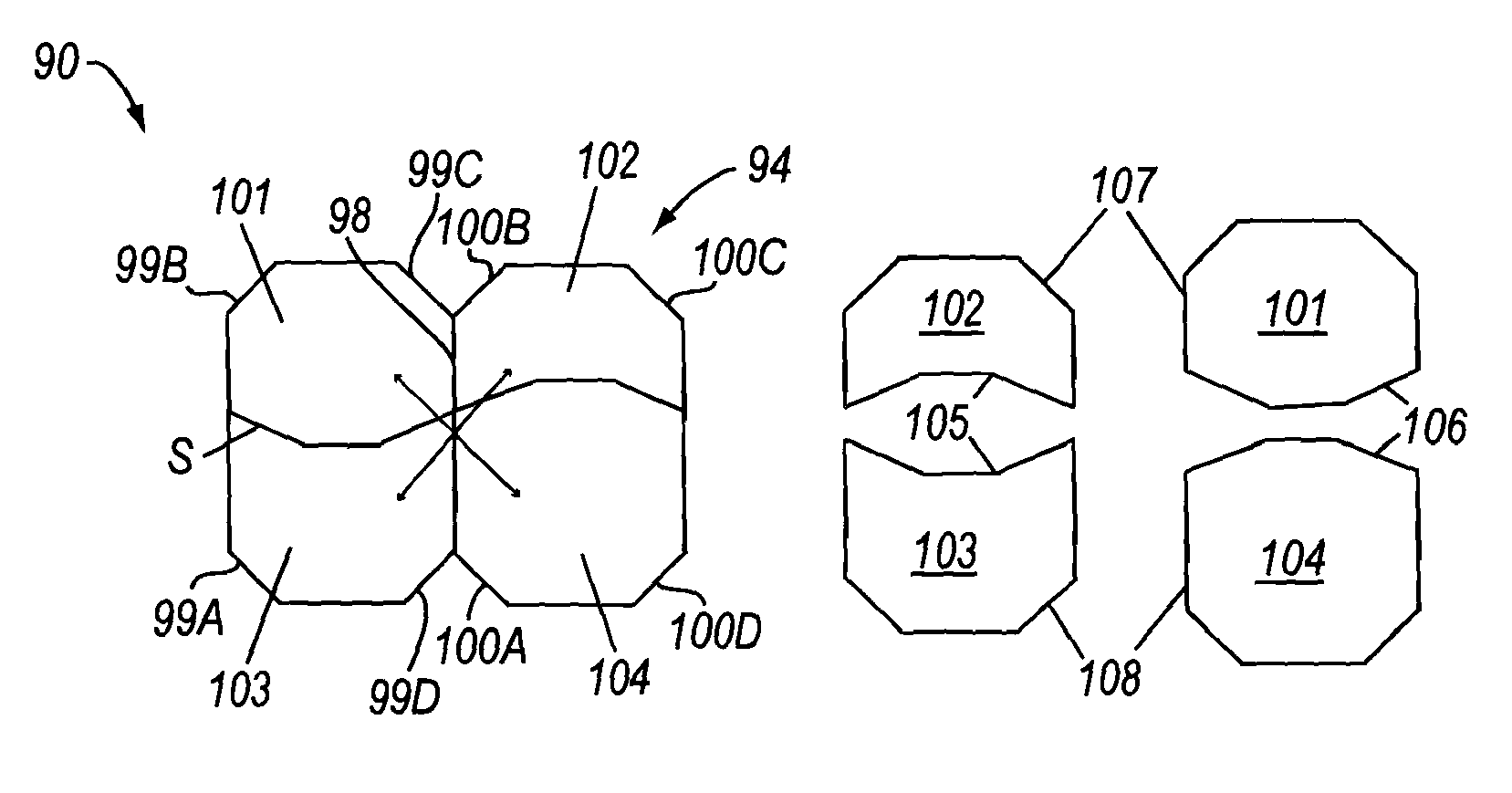 Airbags formed with efficient use of materials and methods of forming such airbags