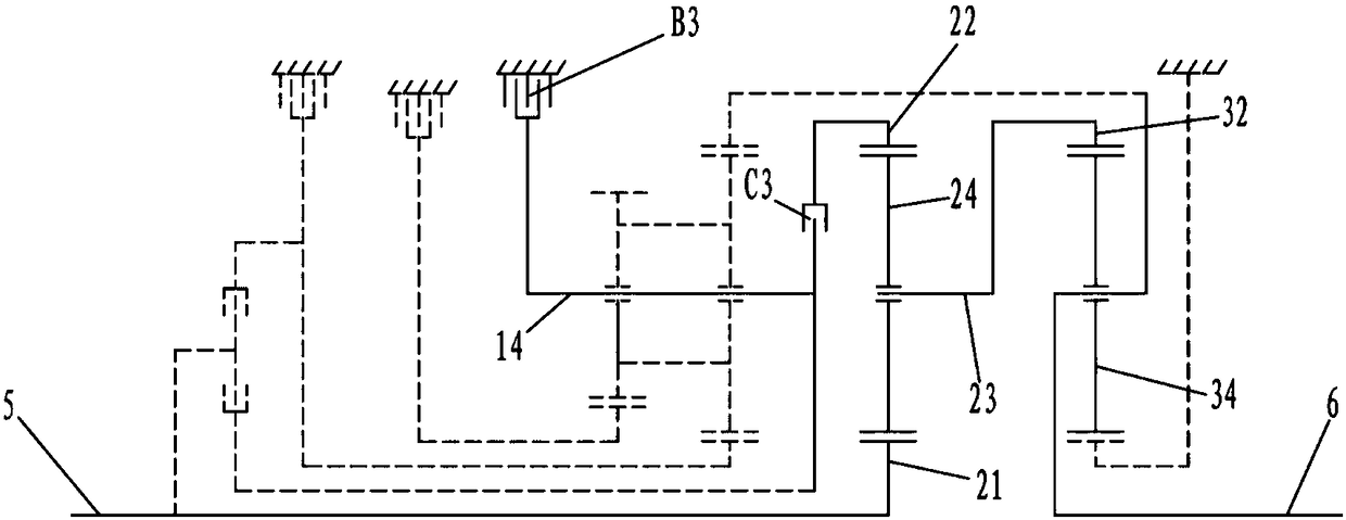 Three-planet-row automatic transmission and vehicle