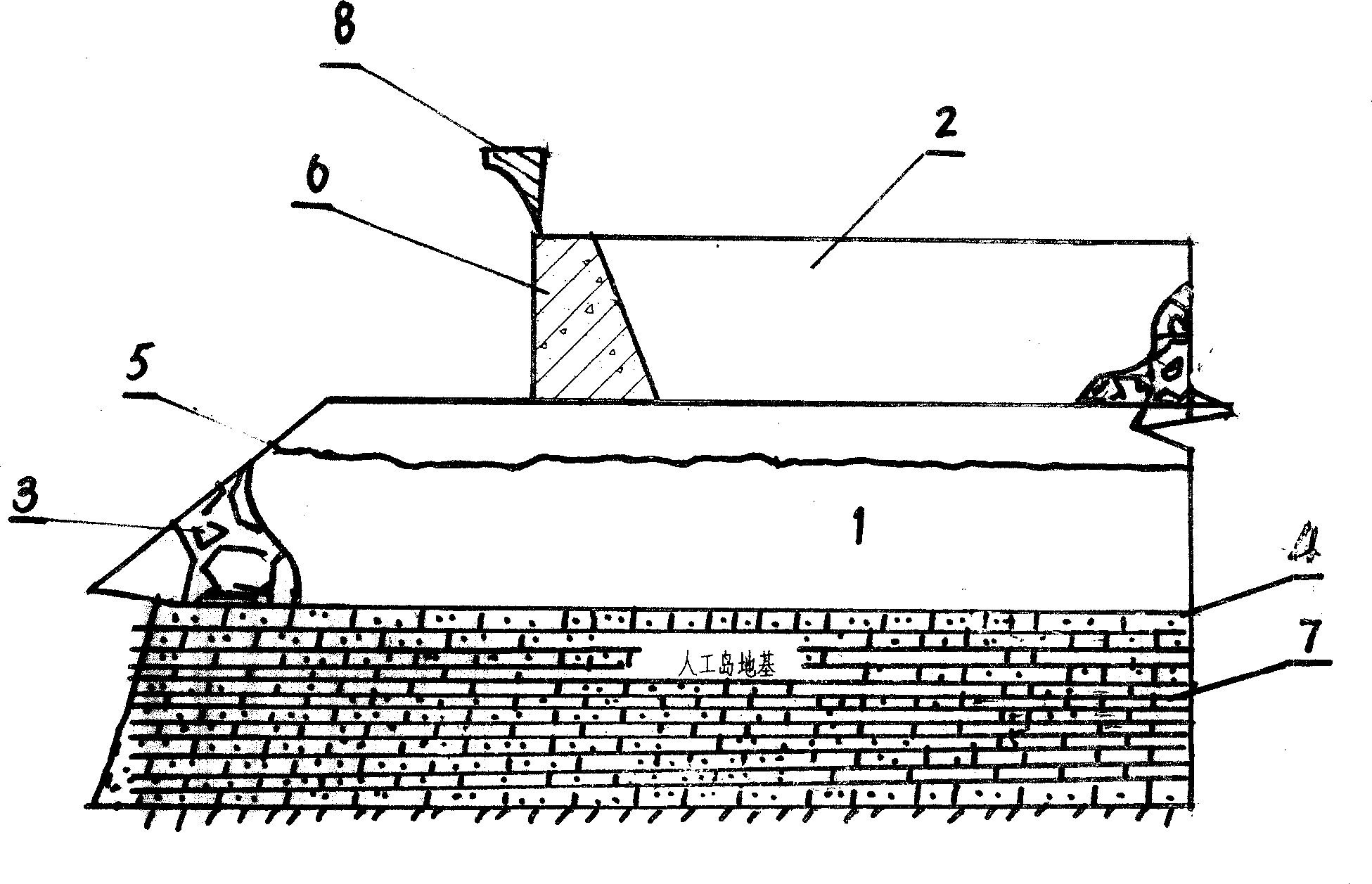 Method for treating quasi-prepressing groundwork of artificial island