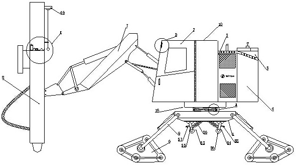 Automatic leveling structure for walking of walking type drilling machine and control system thereof