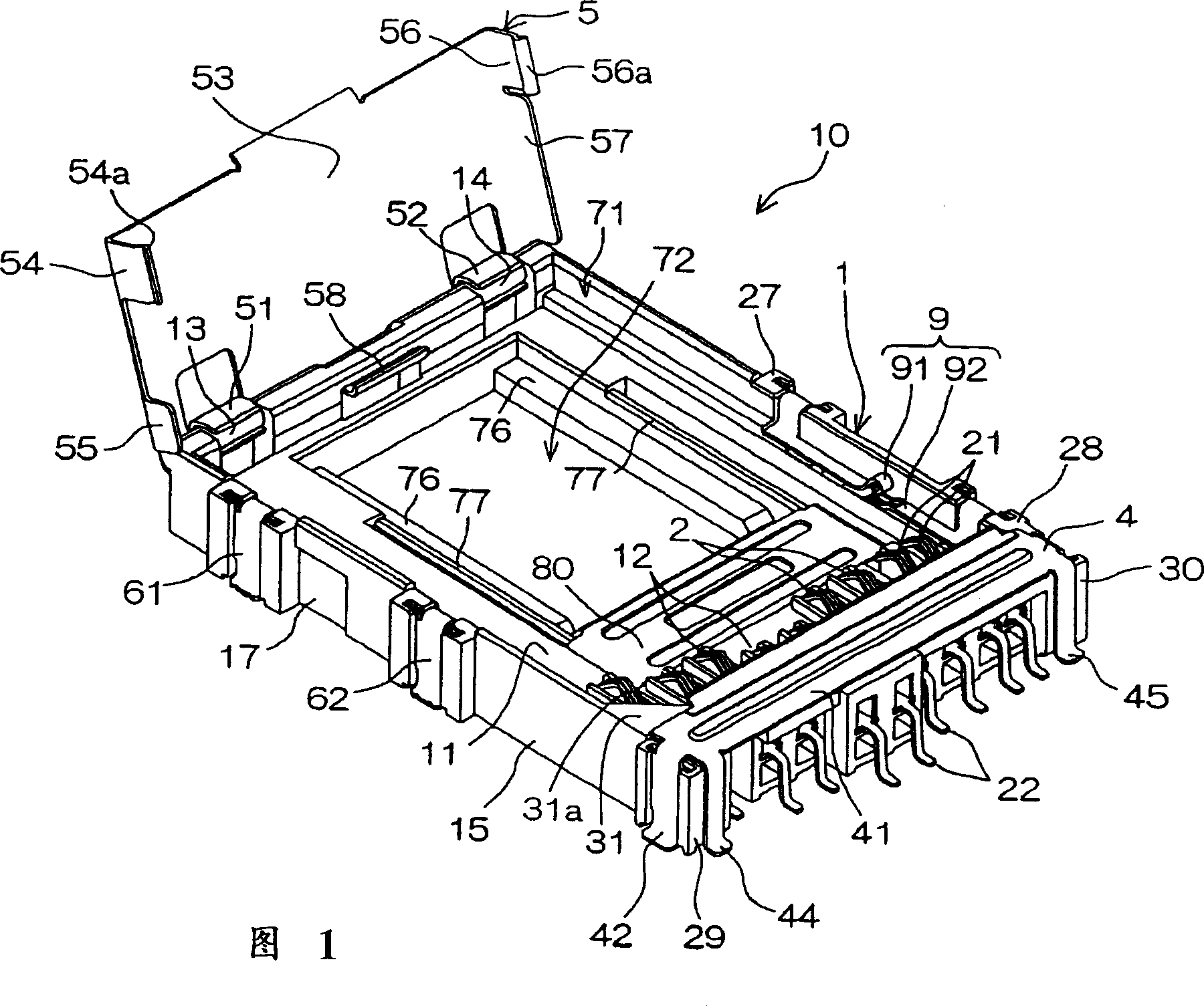 Connector for flash-storing card and connecting structure and relative electronic device using same