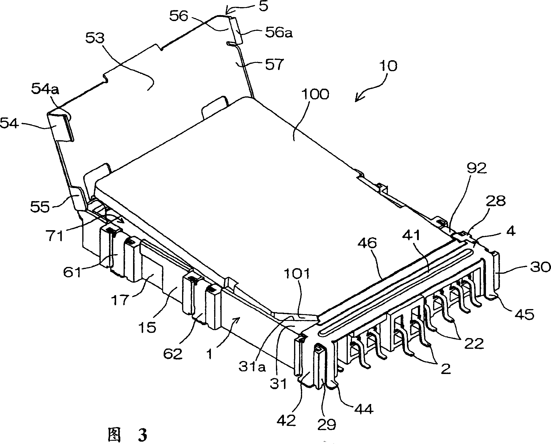 Connector for flash-storing card and connecting structure and relative electronic device using same