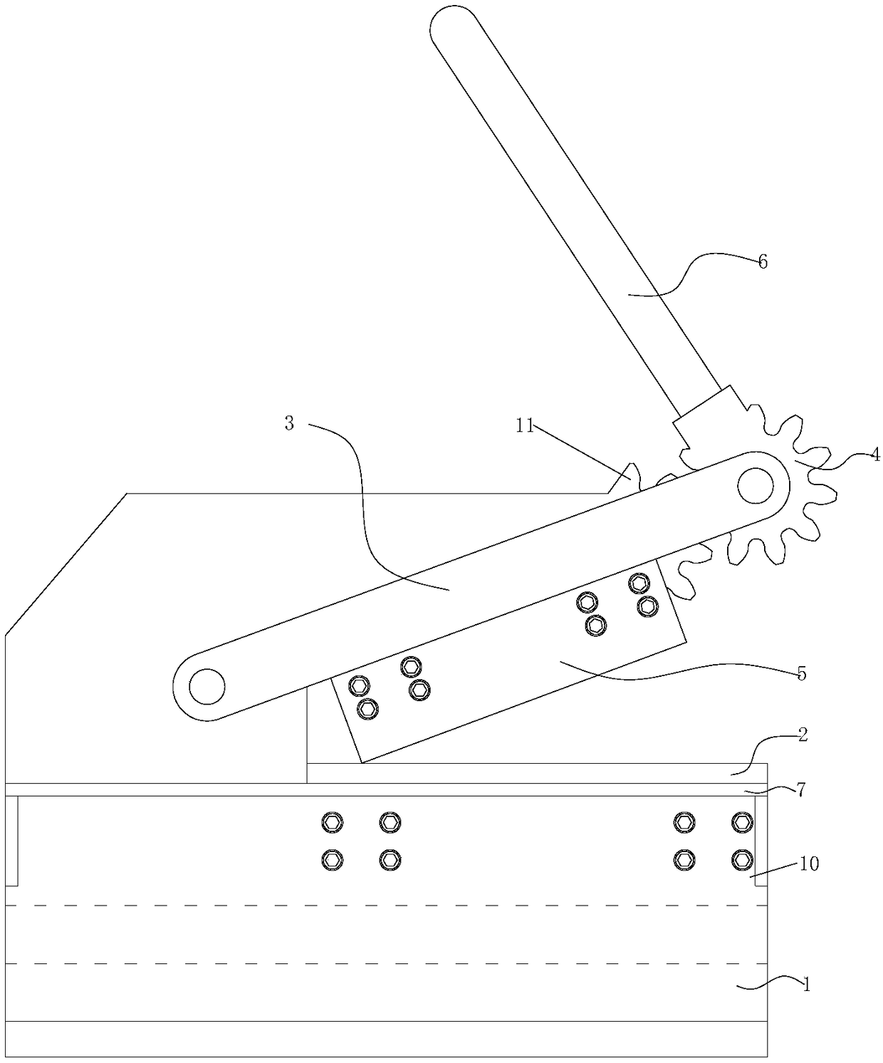 Shearing device of resin glass