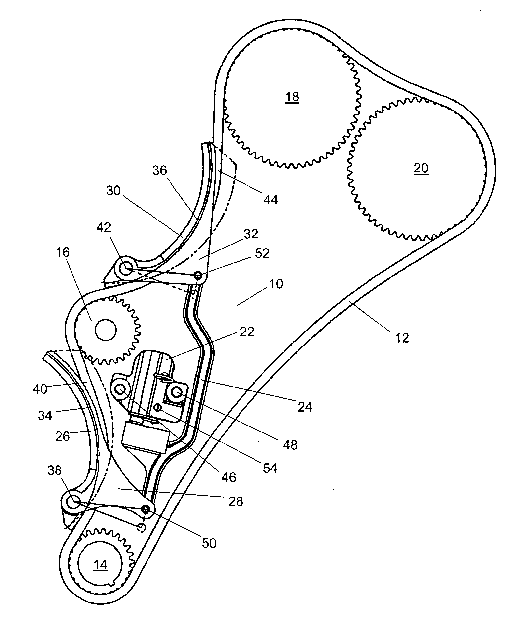 Common link dual arm tensioning device