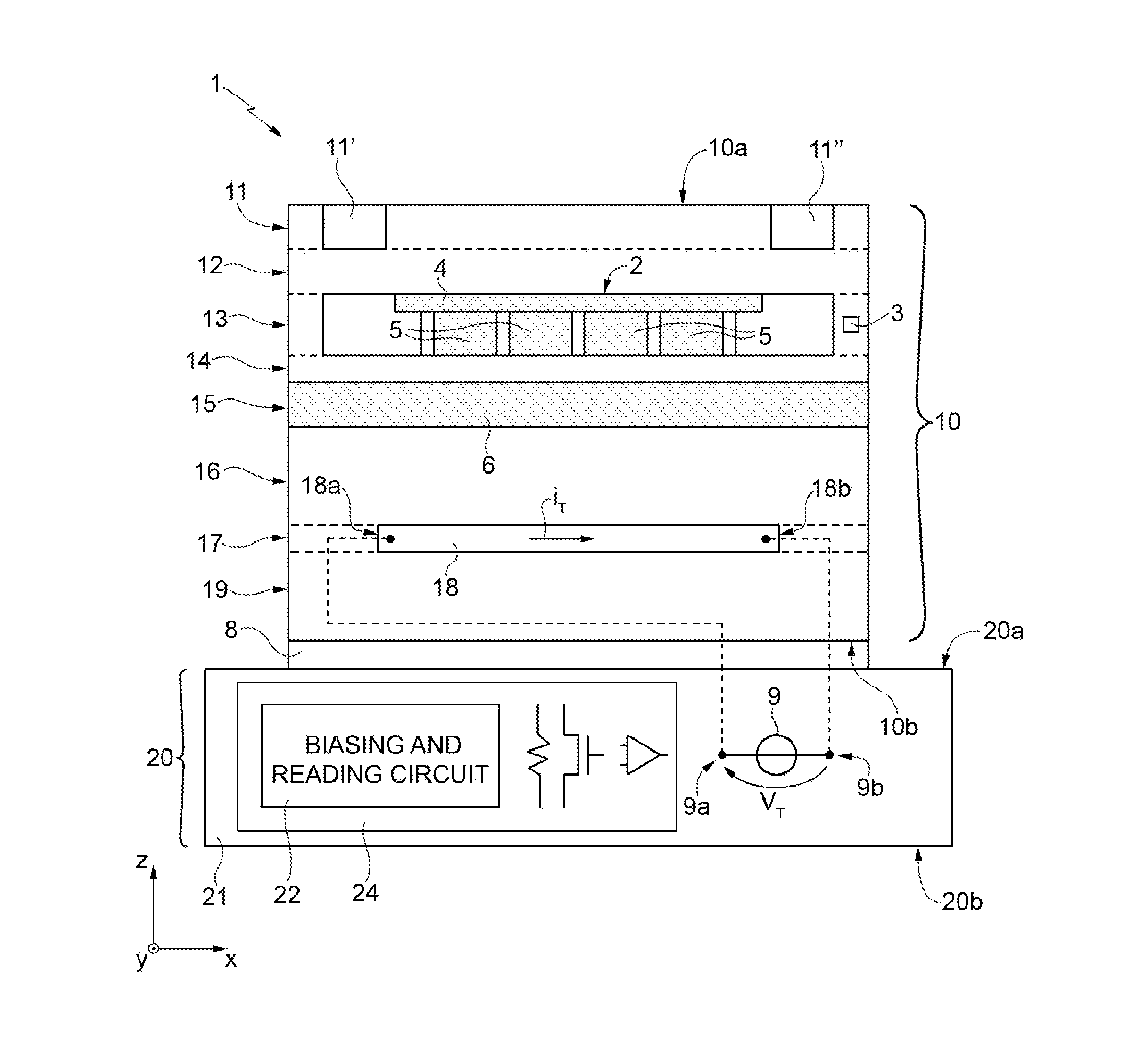 Sensor device with integrated calibration system and calibration method