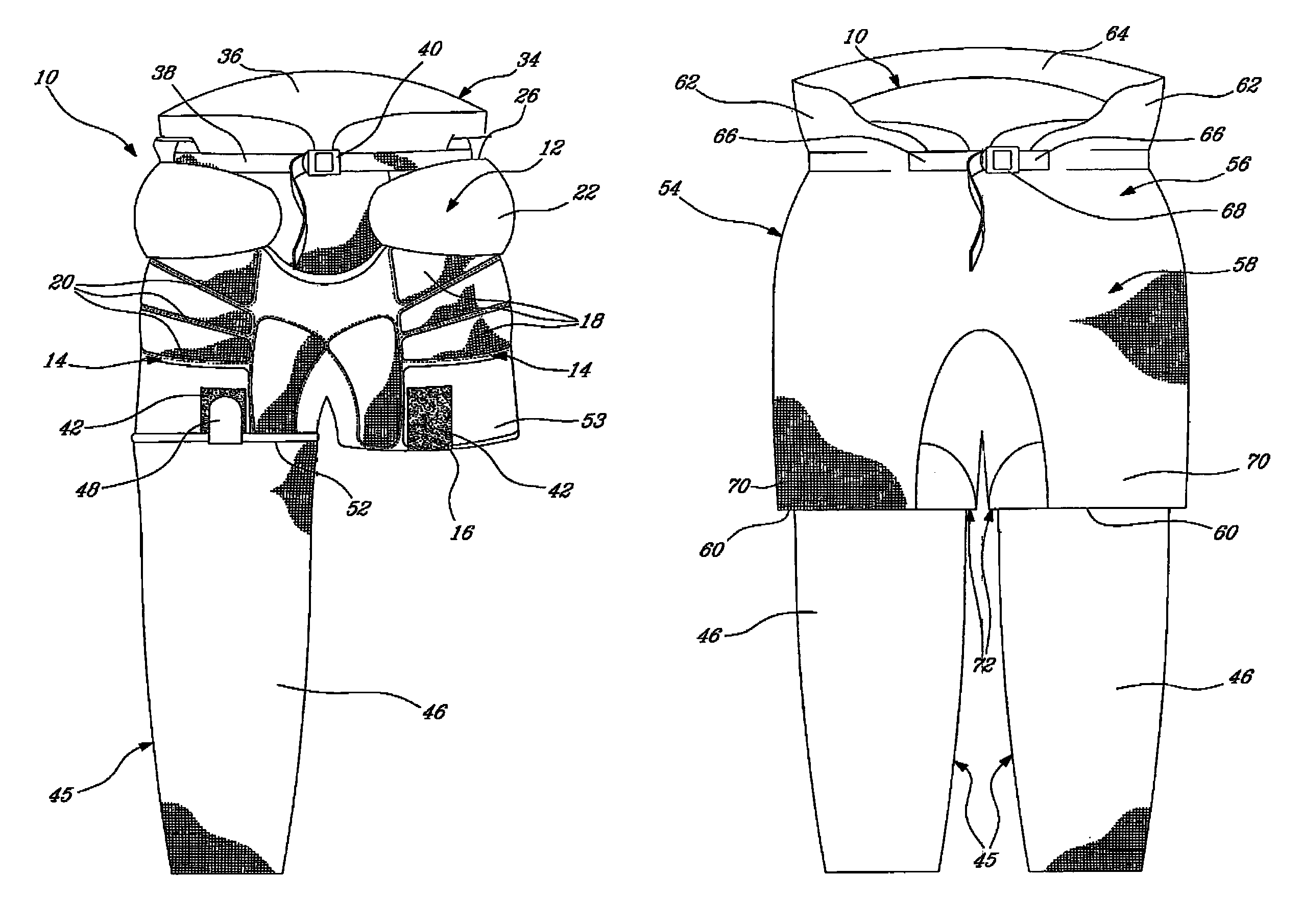 Sports pant with outer shell and sock attachment system