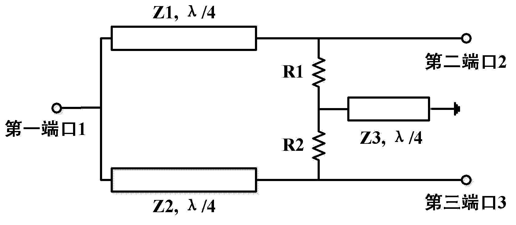 Miniaturized wideband power splitter circuit