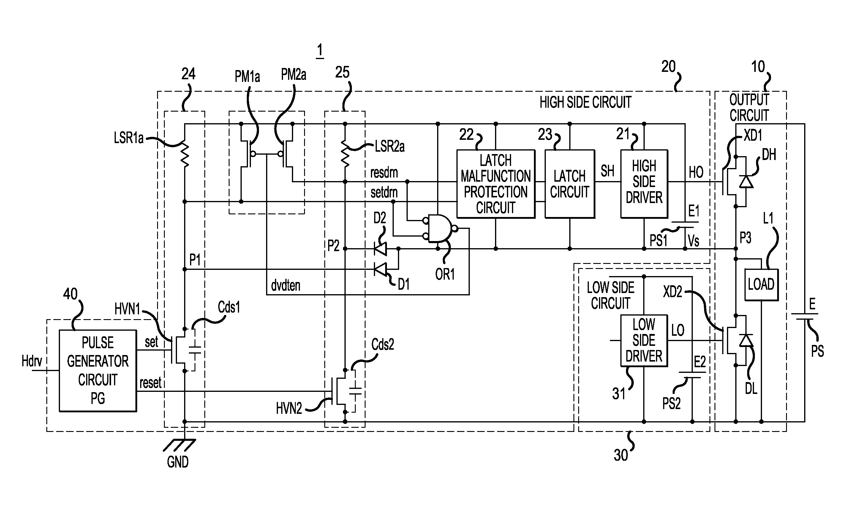 Semiconductor device and high side circuit drive method