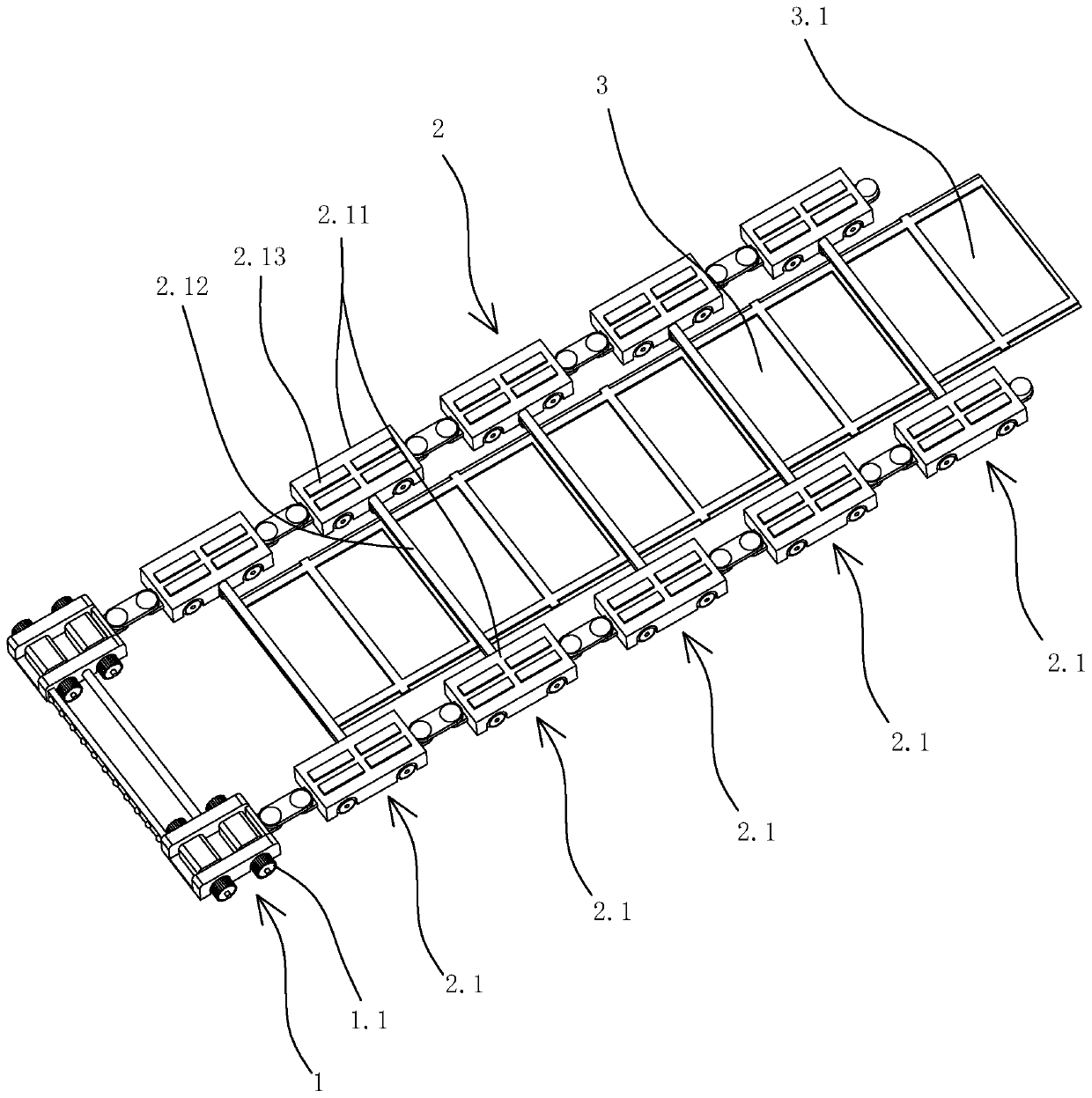 Travelling type hull cracking leakage stop device