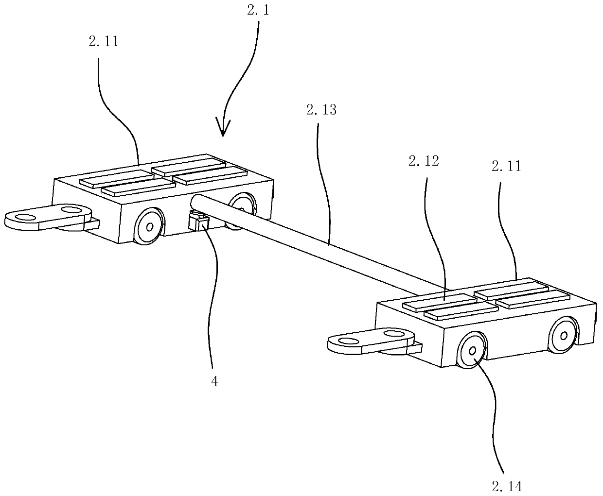 Travelling type hull cracking leakage stop device